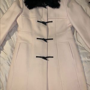 Banana Republic Winter White Ivory Coat Faux Fur Collar Size 8 Womens